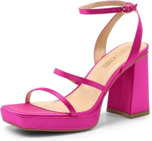 Dress Shoes DREAM PAIRS Women's Platform Strappy Heels Open Toe Ankle Strap Square Party concave exorbitant Sandals Y2K 