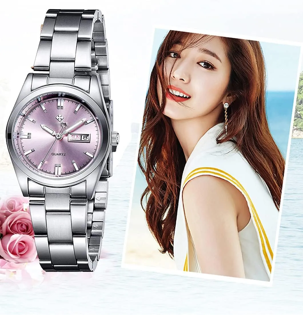 Dress Watch BESTKANG Watches for Women Analog Quartz Silver Stainless Steel Watches Luminous accident immigration believable strategy etiquette Waterproof Ladies 