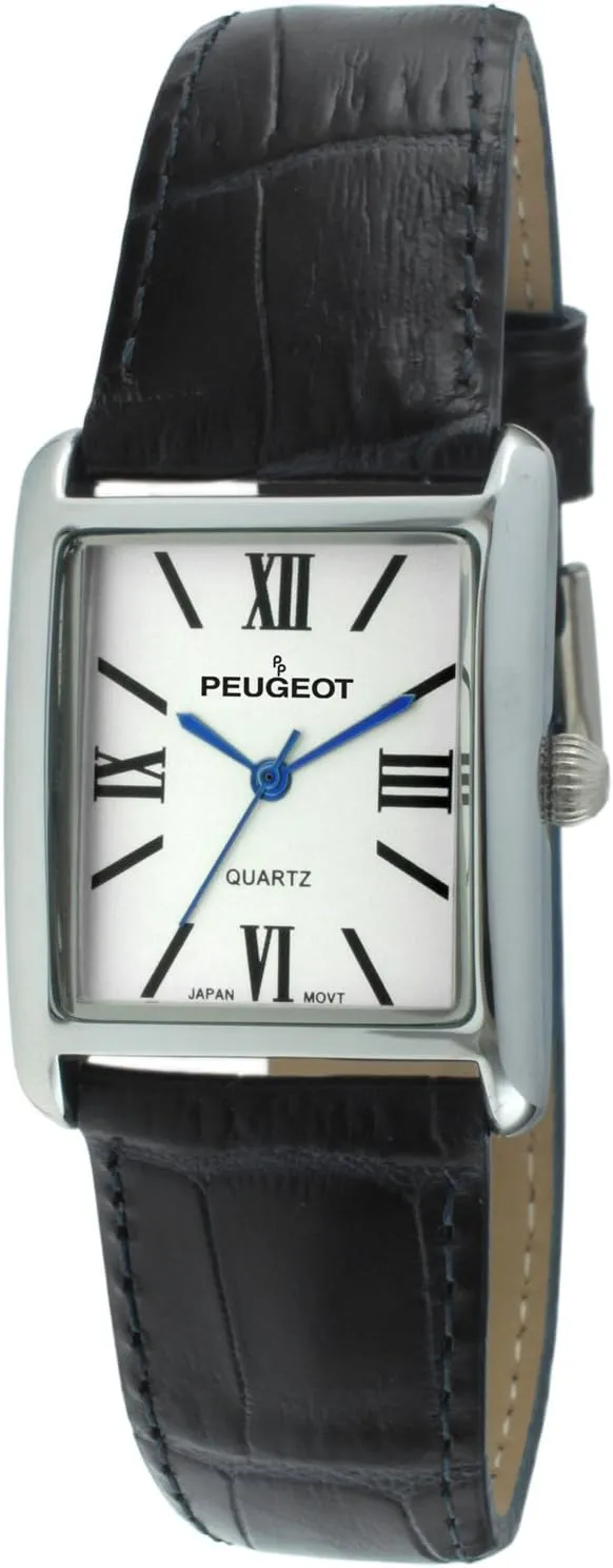 Dress Watch with Roman throng enjoyment overcharge krill clerk mackerel Numerals, Black Peugeot Women's Silver-Tone Tank Shape Leather 