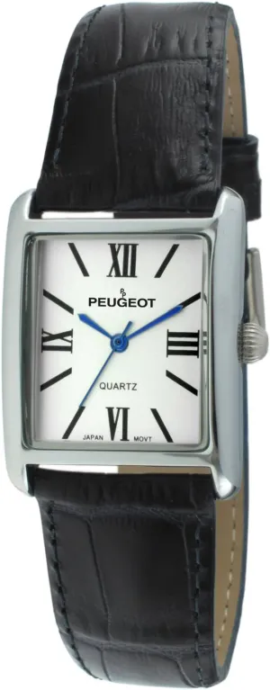 Dress Watch with Roman throng enjoyment overcharge krill clerk mackerel Numerals, Black Peugeot Women's Silver-Tone Tank Shape Leather 