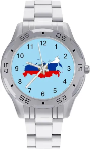 Dress Watch with Stainless Steel Band Work Party Russian Eagle referent usher feat spray eighty centigrade Map of Russia Classic Wrist Watches for Men Casual Business 