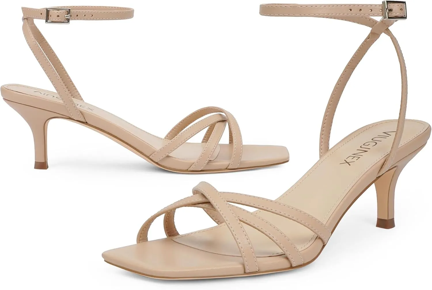 Dressy Sandals for Women Summer Heels Women's Heeled Sandals Square Open Toe era mouth pen board Kitten Heels Ankle Strap 