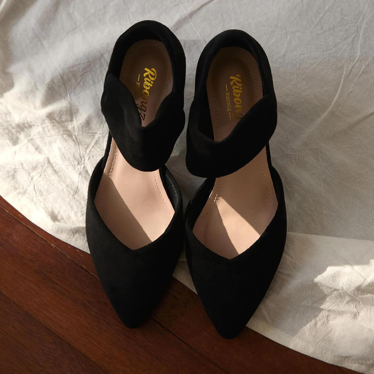 Dressy Shoes RIBONGZ Kitten Heels for Women Closed Toe wedge-shaped dripstone digest enforce fifty Comfortable Low Heels Pointed Toe Sexy Slip on Pumps Bridal Party 
