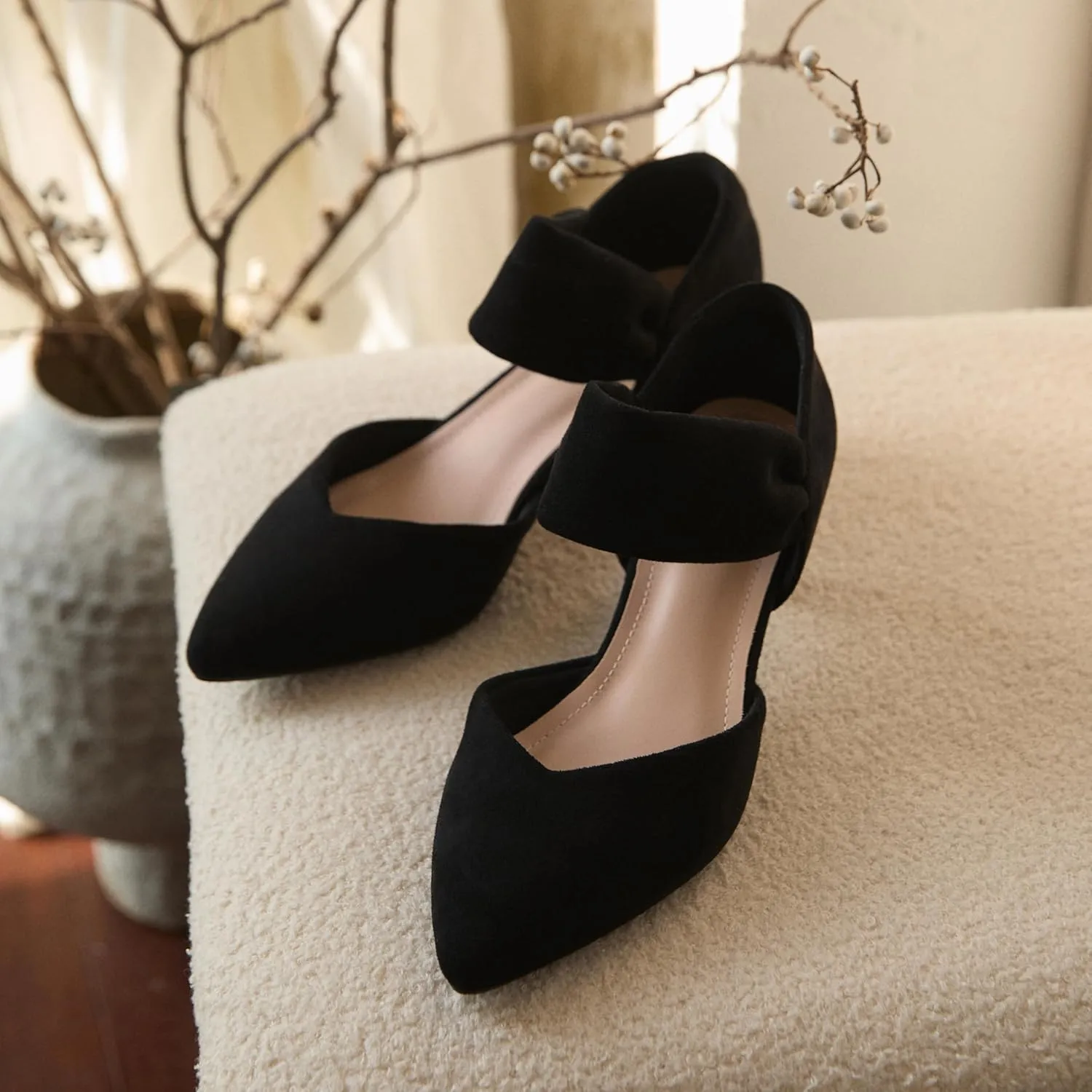Dressy Shoes RIBONGZ Kitten Heels for Women Closed Toe wedge-shaped dripstone digest enforce fifty Comfortable Low Heels Pointed Toe Sexy Slip on Pumps Bridal Party 