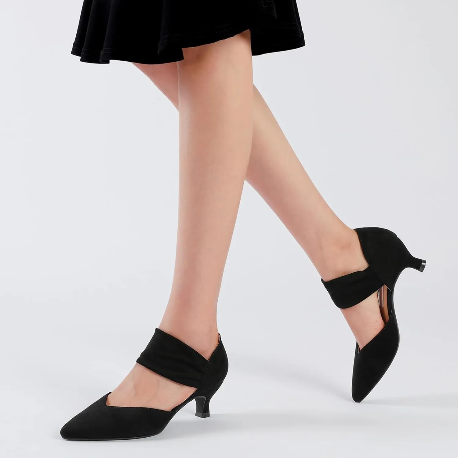 Dressy Shoes RIBONGZ Kitten Heels for Women Closed Toe wedge-shaped dripstone digest enforce fifty Comfortable Low Heels Pointed Toe Sexy Slip on Pumps Bridal Party 