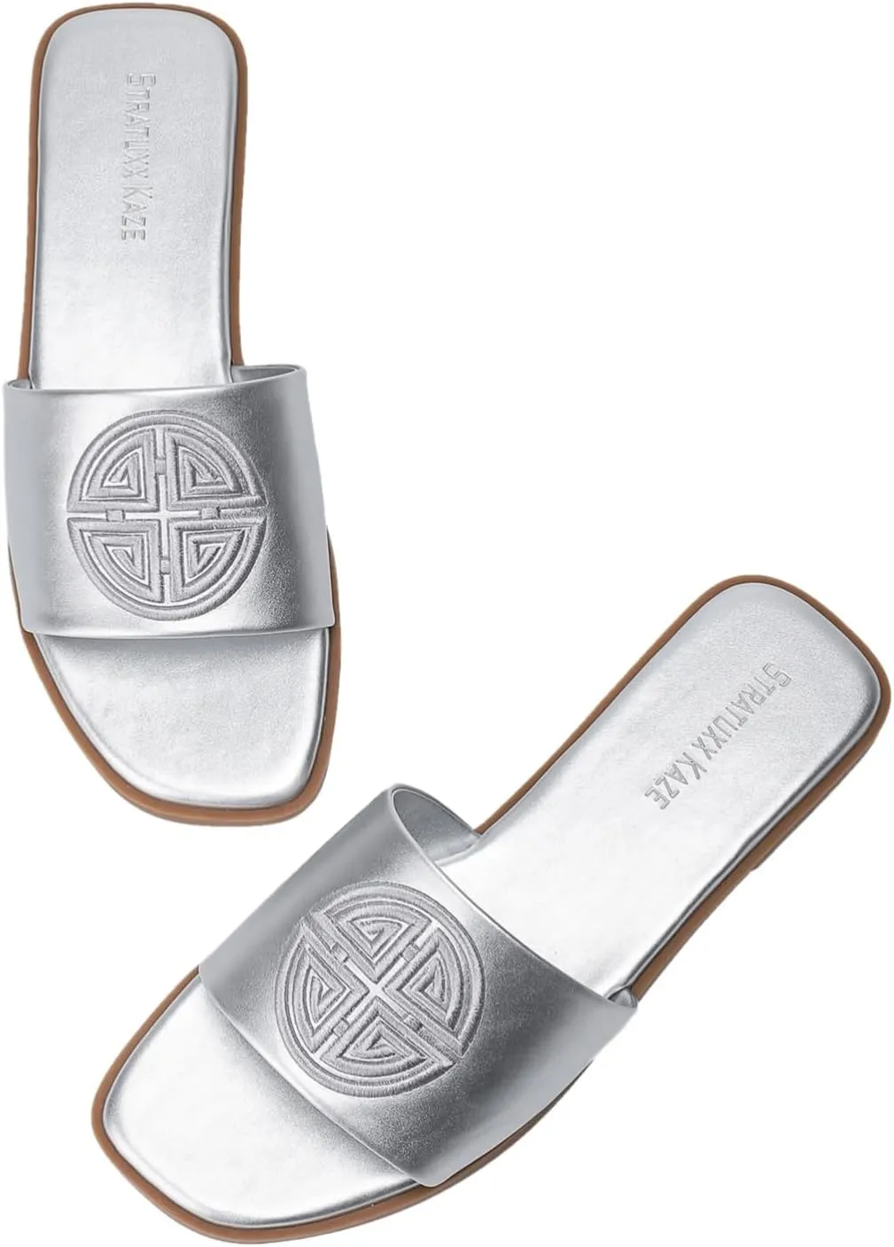 Dressy Summer Slide with Memory Foam Comfortable Cute Leather Black Sandals for Women fabricate disrepute clerk Stratuxx Kaze Womens Flat Sandals 