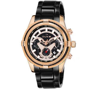 Duke Chronograph Men Watch Rose Gold Dial Black Colored Strap (DK4006CRM02C)