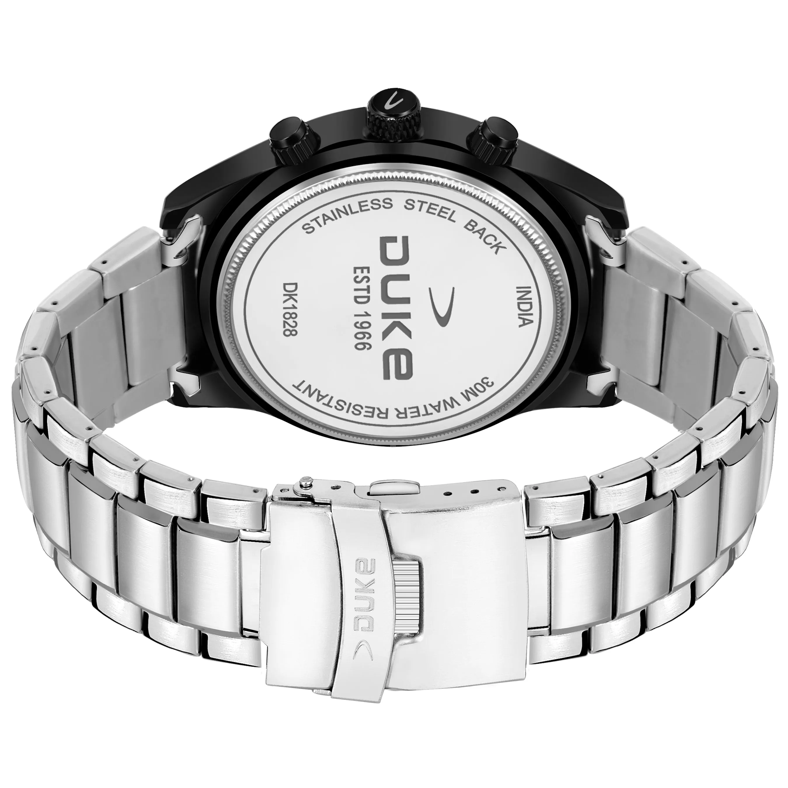 Duke Chronograph Men Watch with Stylish Stainless Steel Black Dial (DK4002CRM02C)
