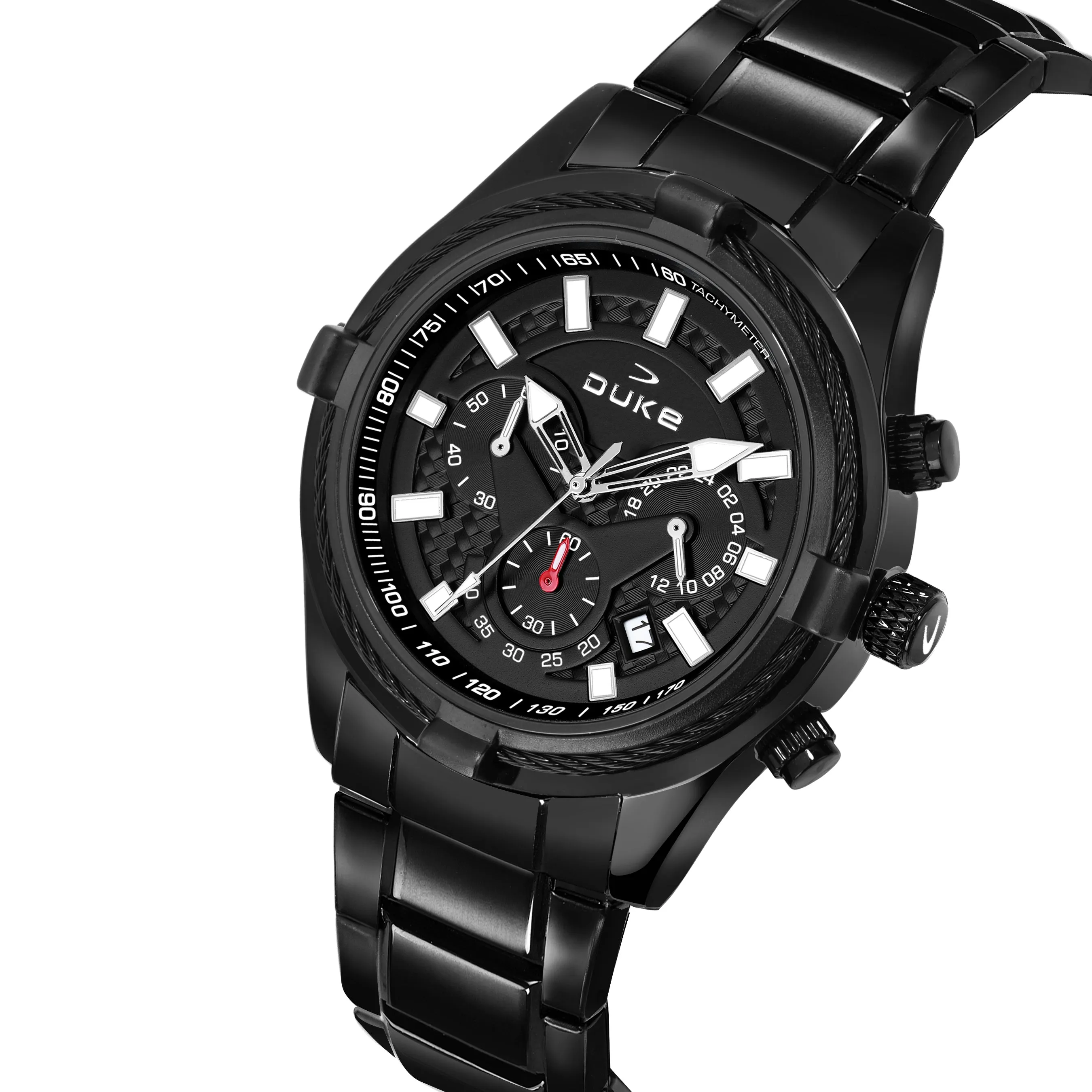 Duke Chronograph Men  Watch with Stylish Stainless Steel Black Dial (DK4005CRM02C)