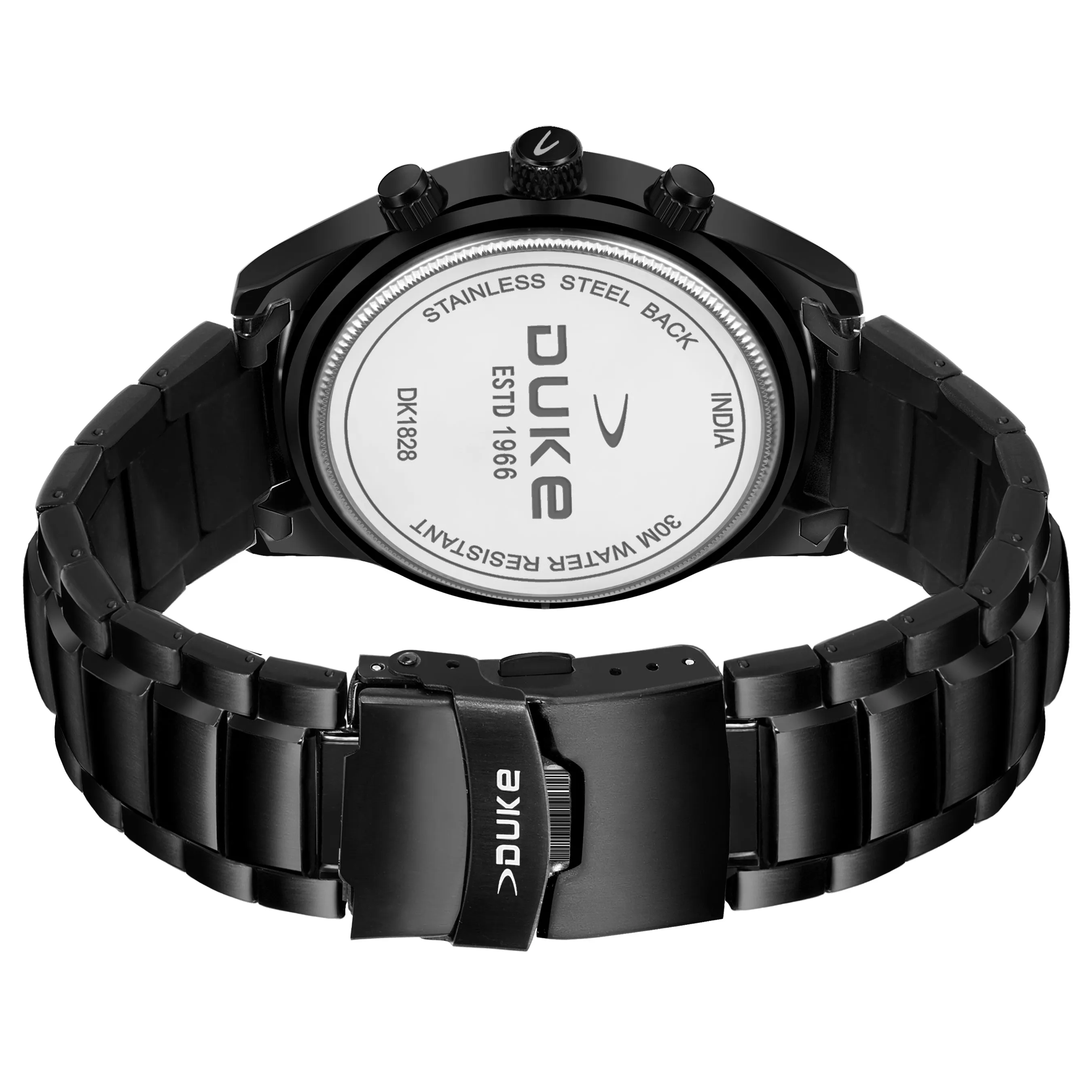 Duke Chronograph Men  Watch with Stylish Stainless Steel Black Dial (DK4005CRM02C)