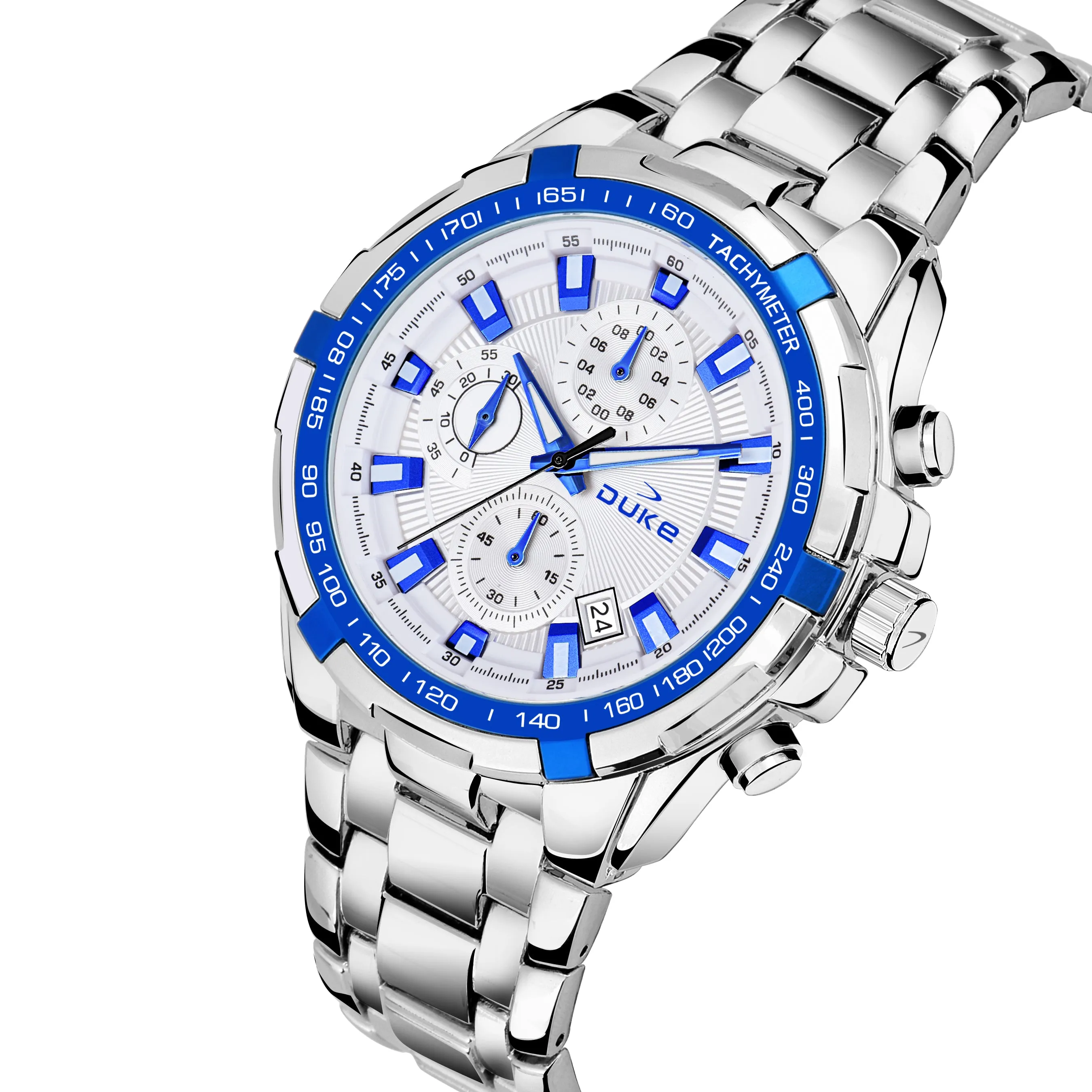 Duke Chronograph Men Watch with Stylish Stainless Steel Silver Dial (DK4012CRM02C)