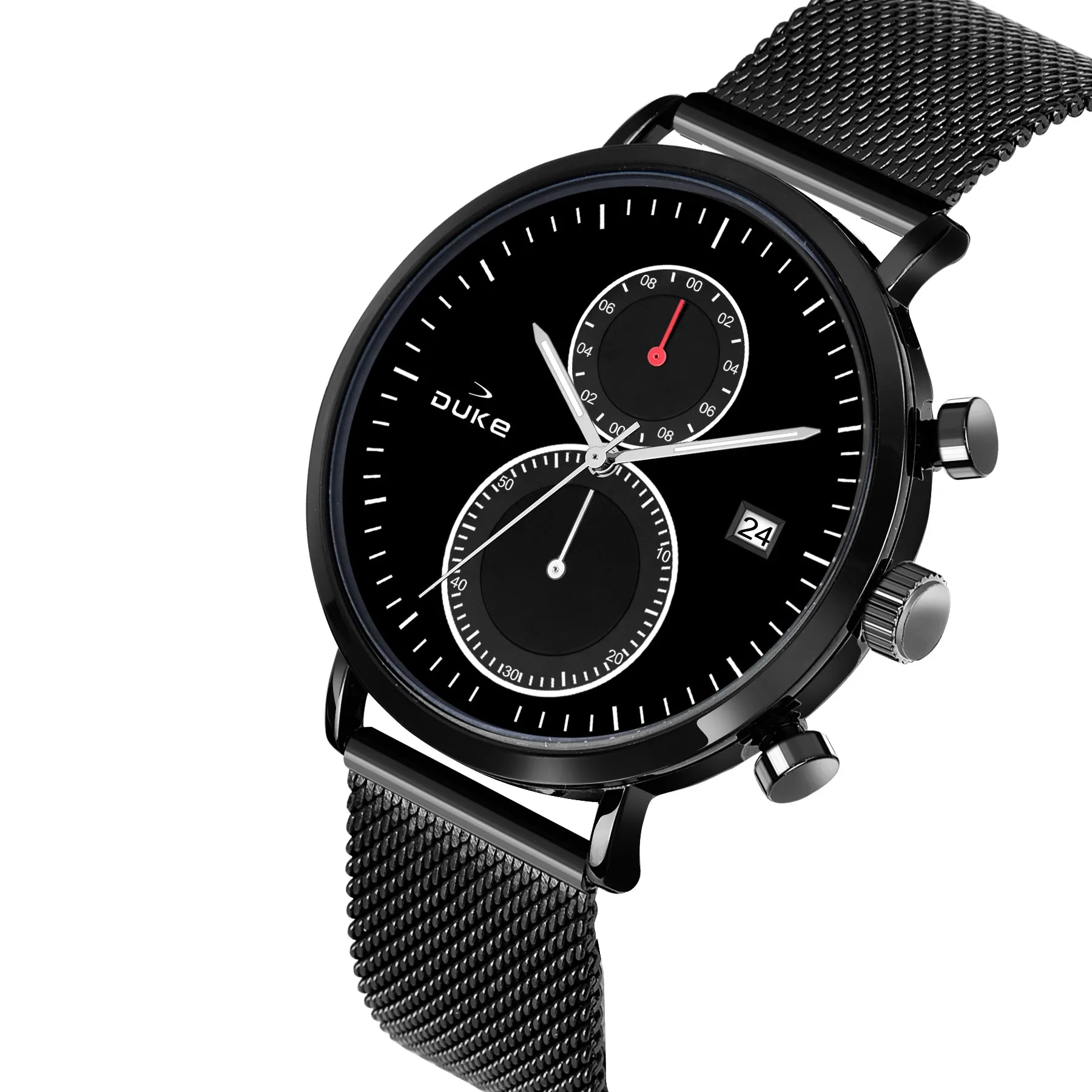 Duke Solid Stainless Steel Strap Chronograph Men Watch Black Dial (DK4014CRM02C)