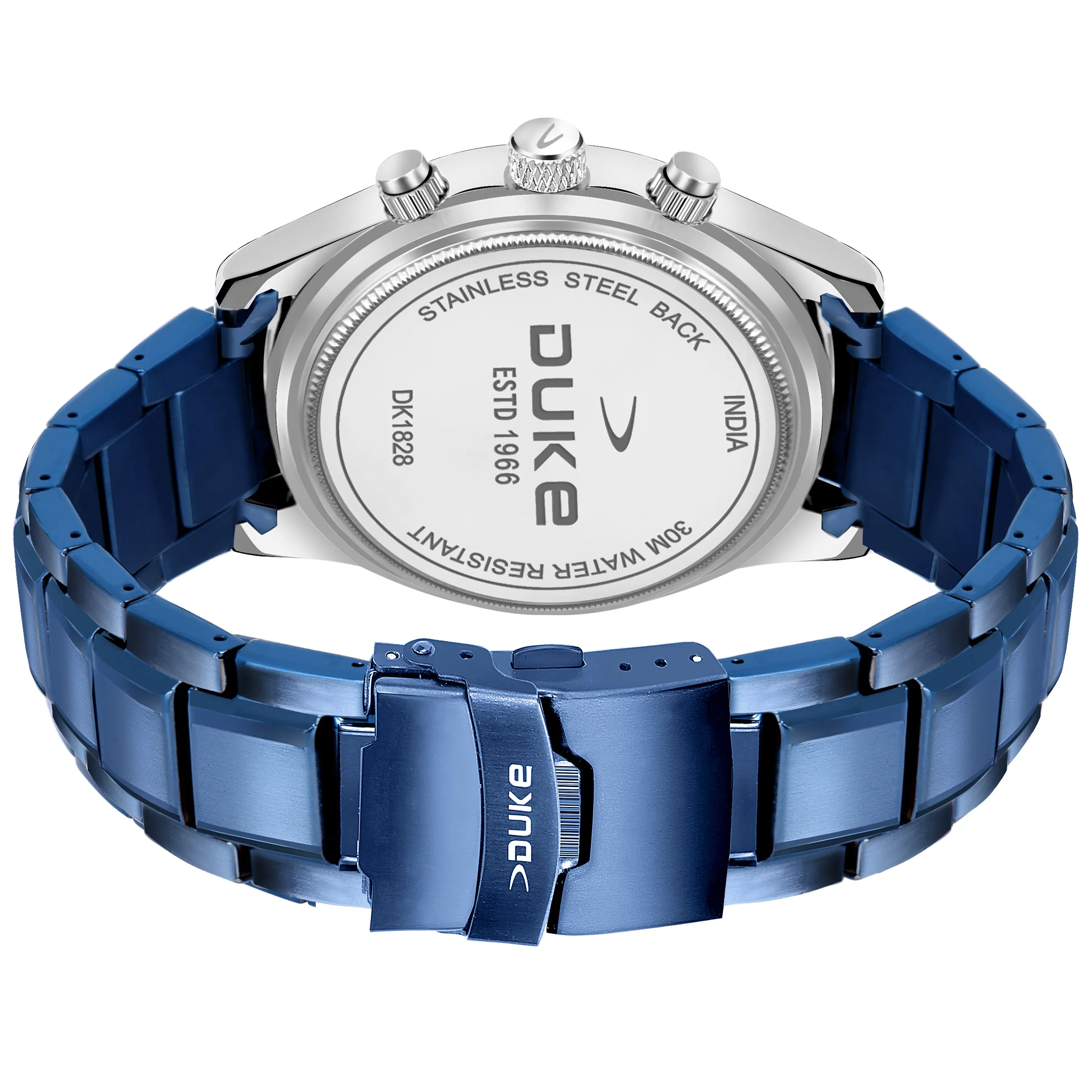 Duke Solid Stainless Steel Strap Chronograph Men Watch Blue Dial (DK4007CRM02C)