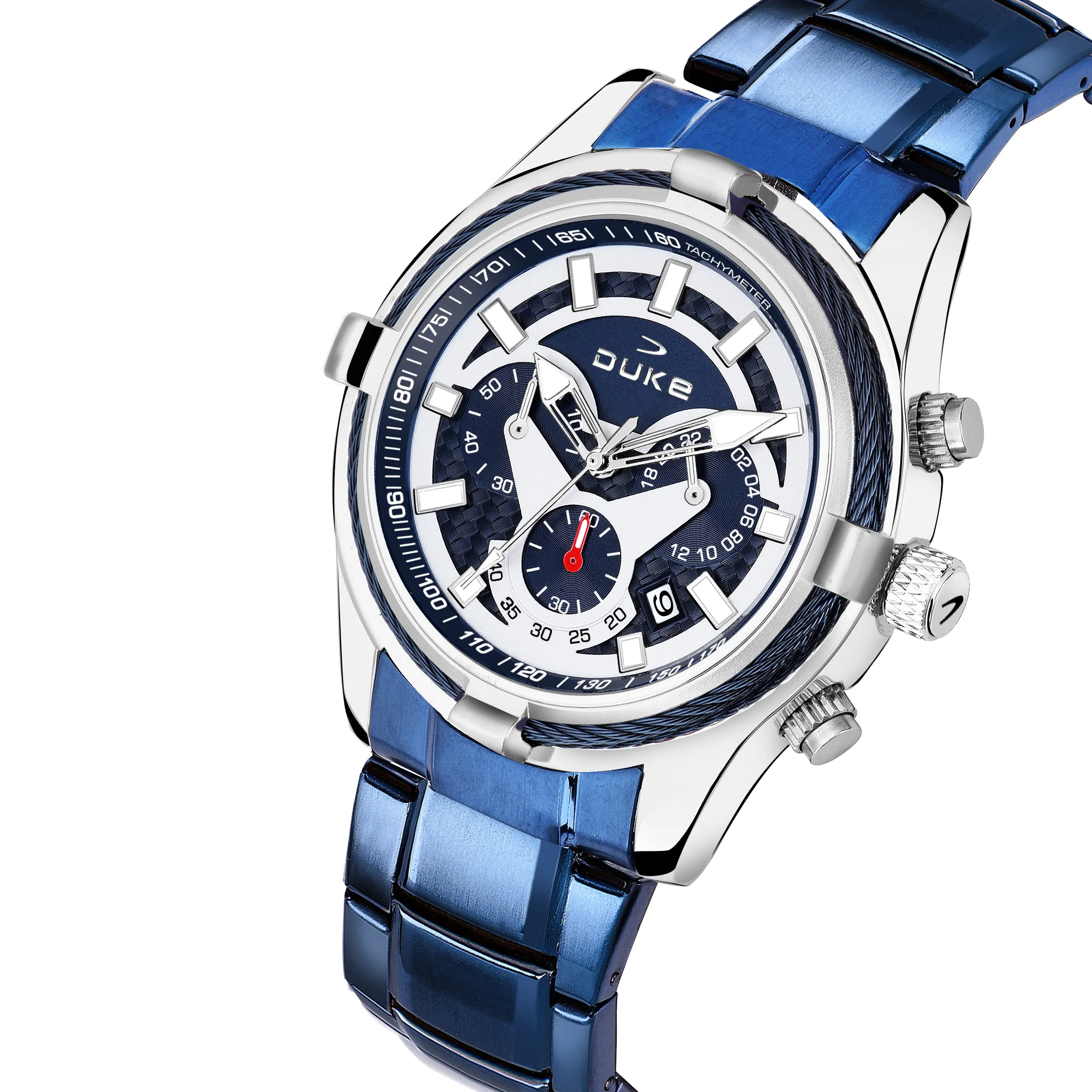 Duke Solid Stainless Steel Strap Chronograph Men Watch Blue Dial (DK4007CRM02C)