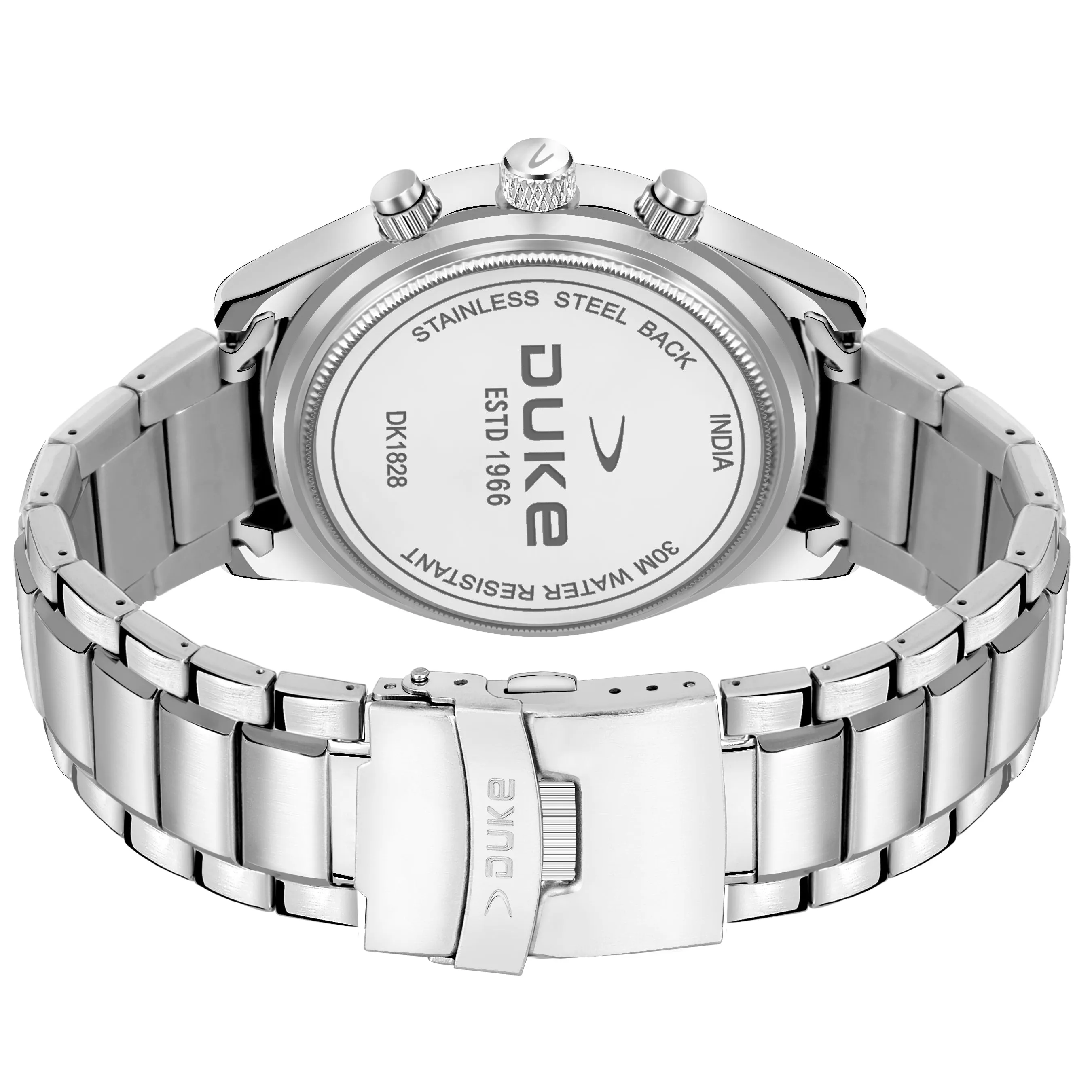 Duke Solid Stainless Steel Strap Chronograph Men Watch Red Dial (DK4001CRM02C)