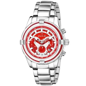 Duke Solid Stainless Steel Strap Chronograph Men Watch Red Dial (DK4001CRM02C)