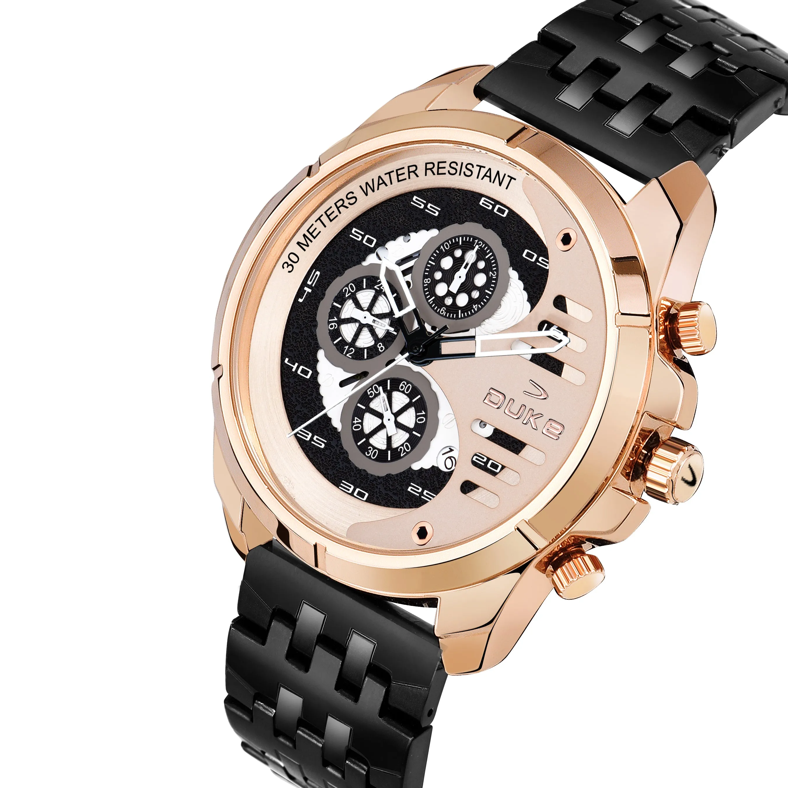 Duke Solid Stainless Steel Strap Chronograph Men Watch Rose Gold Dial (DK4009CRM02C)