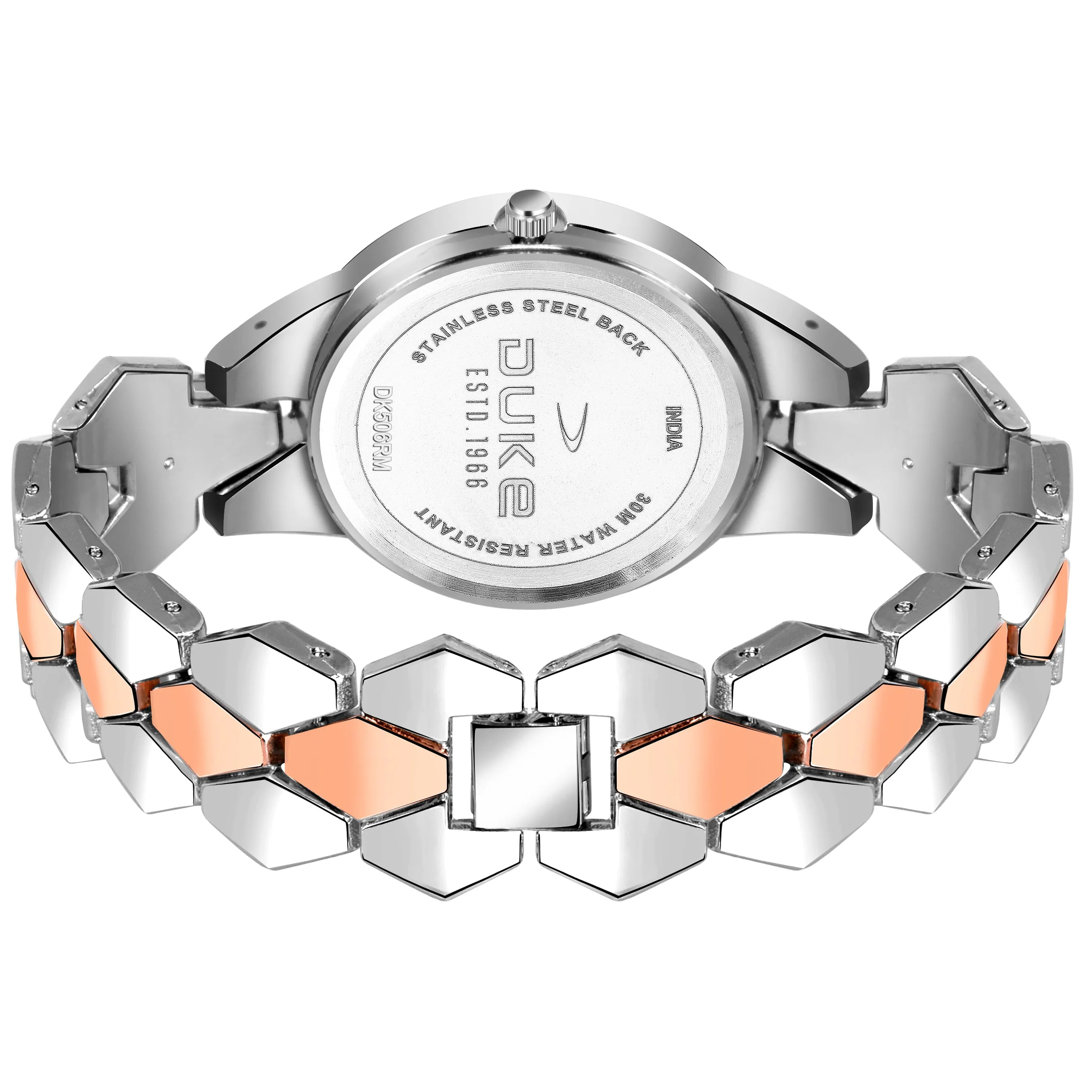 Duke Stylish Analog Silver Metal Strap Wrist Watch for Women (DK7002RW02C)