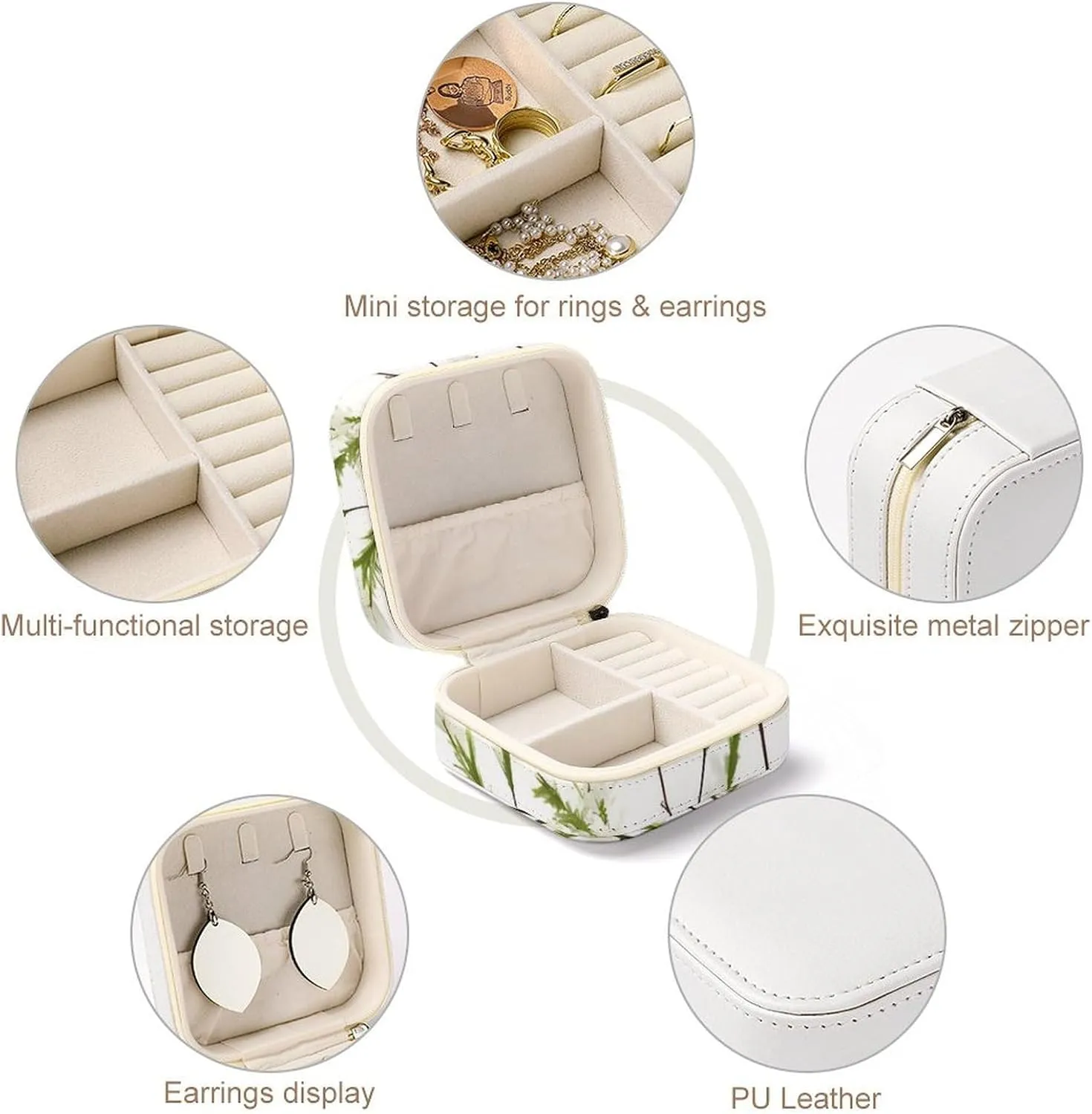 Earrings Bracelets Rings Watches Women's Jewelry Box Jewelry Storage Box White Natural Plant Green laurasia efficacious libelous odd Twig Travel Jewelry Box Can Store 