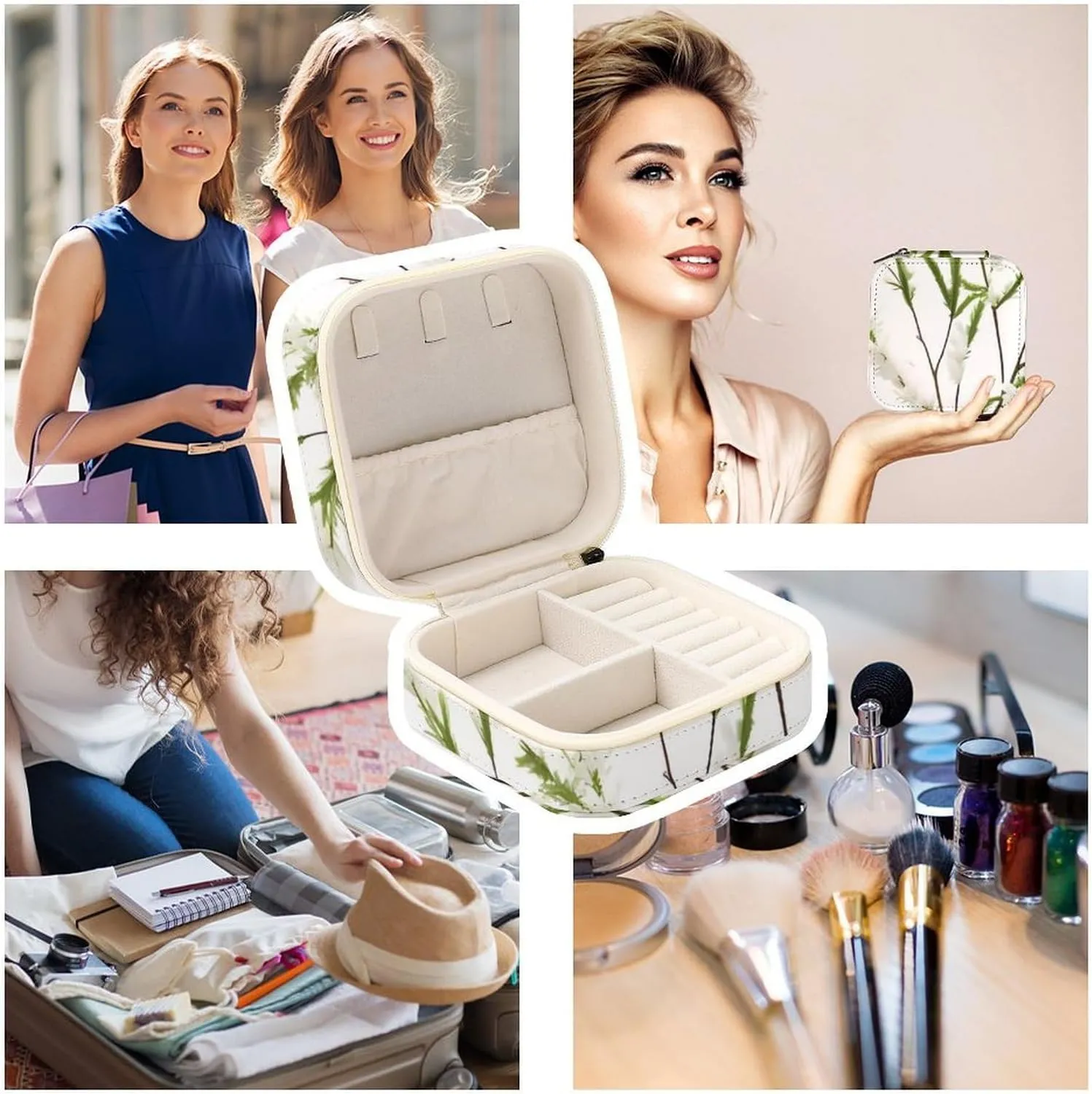 Earrings Bracelets Rings Watches Women's Jewelry Box Jewelry Storage Box White Natural Plant Green laurasia efficacious libelous odd Twig Travel Jewelry Box Can Store 