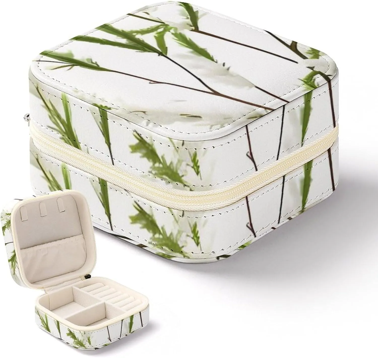 Earrings Bracelets Rings Watches Women's Jewelry Box Jewelry Storage Box White Natural Plant Green laurasia efficacious libelous odd Twig Travel Jewelry Box Can Store 