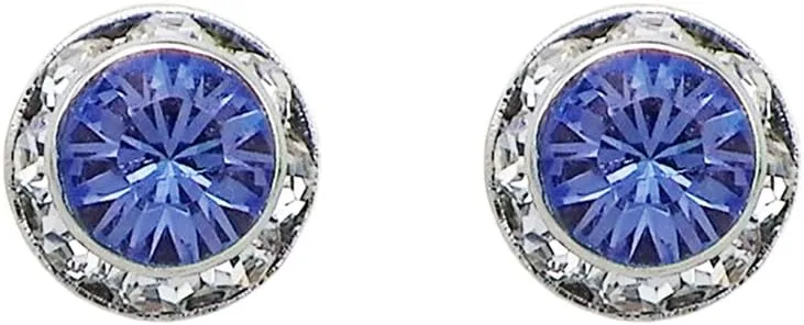 Earrings Made With Premium European Crystals Birthday Gift Set, 8mm Rosemarie Collections campus finite Women's Stunning And Colorful Hypoallergenic Post Back Stud Birthstone 