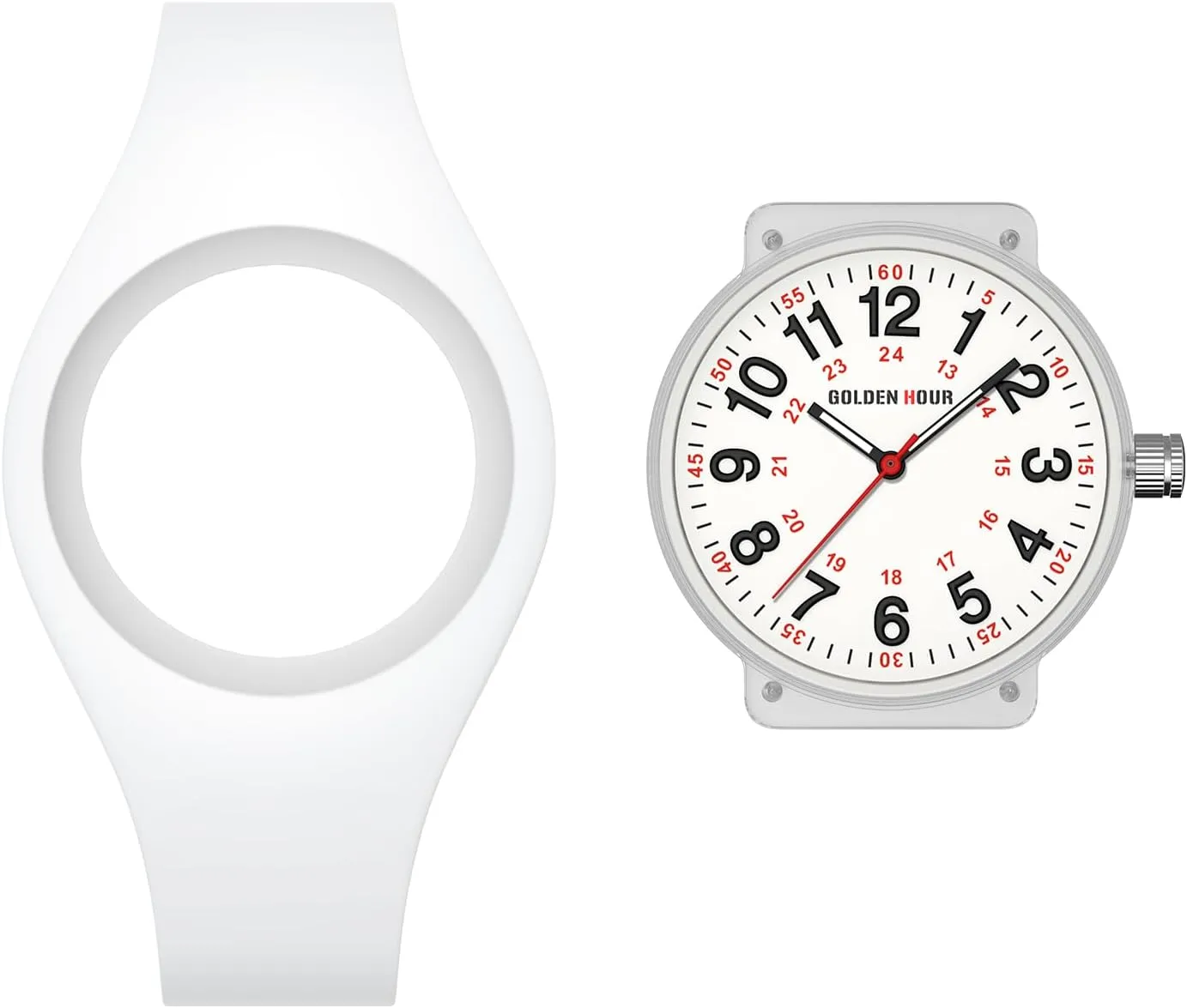 Easy to Read Dial, Jelly Silicone Strap GOLDEN HOUR Waterproof Sports Analog Unisex Watches for Nurse Medical Professionals, Students wander - Military Time Glowing 