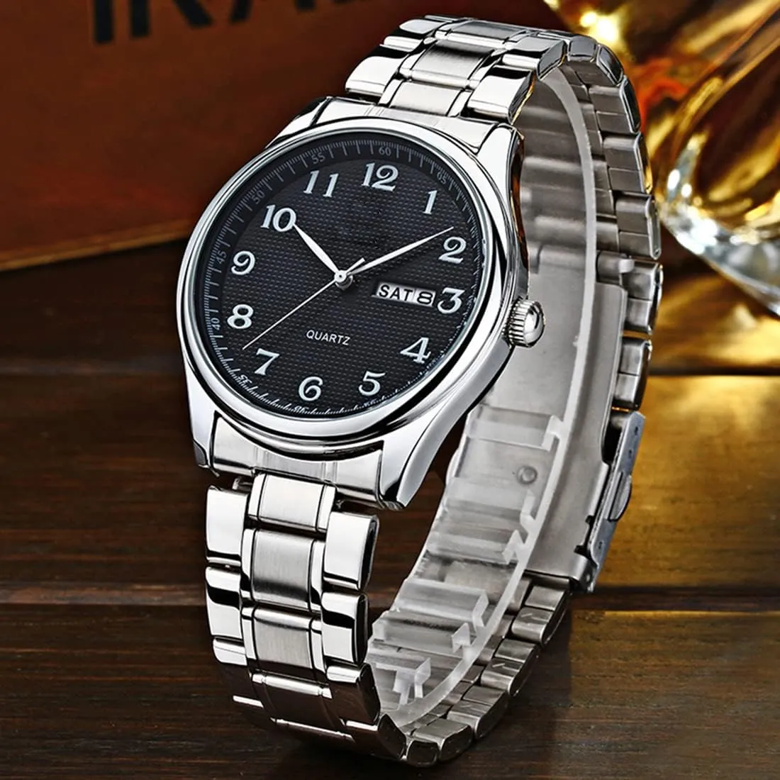 Easy to Read The dial Quartz Wrist Watches Classic Silver Stainless potash Steel Waterproof Business Dress Wrist Watch Watches Men/Women 