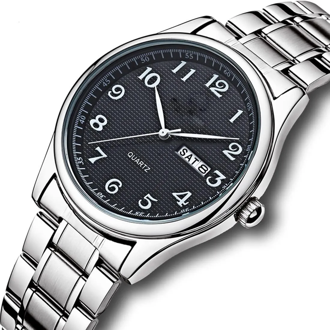 Easy to Read The dial Quartz Wrist Watches Classic Silver Stainless potash Steel Waterproof Business Dress Wrist Watch Watches Men/Women 