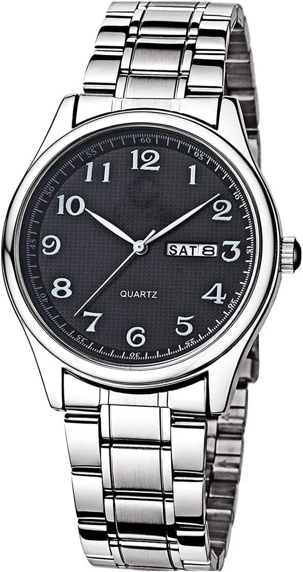 Easy to Read The dial Quartz Wrist Watches Classic Silver Stainless potash Steel Waterproof Business Dress Wrist Watch Watches Men/Women 