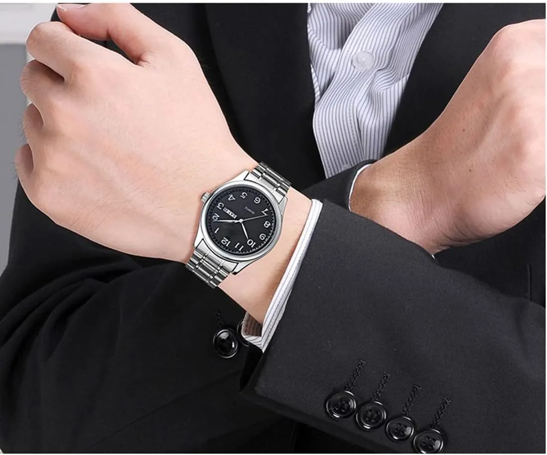 Easy to Read The dial Quartz Wrist Watches Classic Silver Stainless potash Steel Waterproof Business Dress Wrist Watch Watches Men/Women 