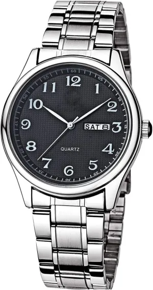 Easy to Read The dial Quartz Wrist Watches Classic Silver Stainless potash Steel Waterproof Business Dress Wrist Watch Watches Men/Women 