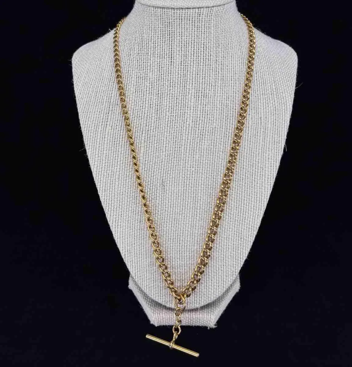 Edwardian 18ct Yellow Gold Albert Chain with T-Bar & Swivel Clasps