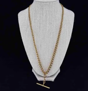 Edwardian 18ct Yellow Gold Albert Chain with T-Bar & Swivel Clasps