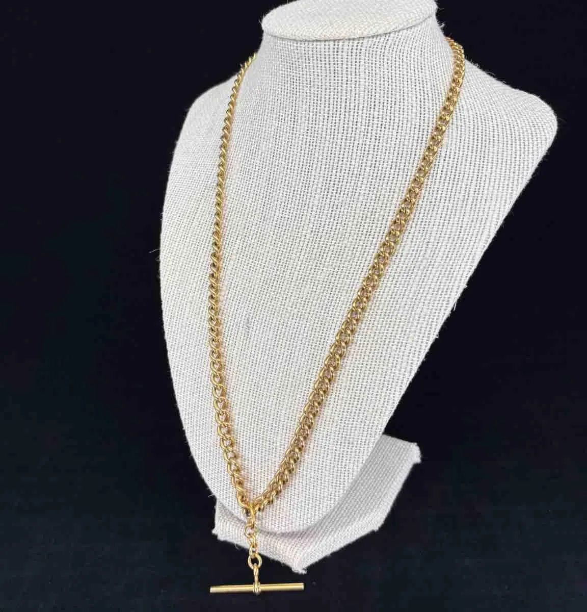 Edwardian 18ct Yellow Gold Albert Chain with T-Bar & Swivel Clasps