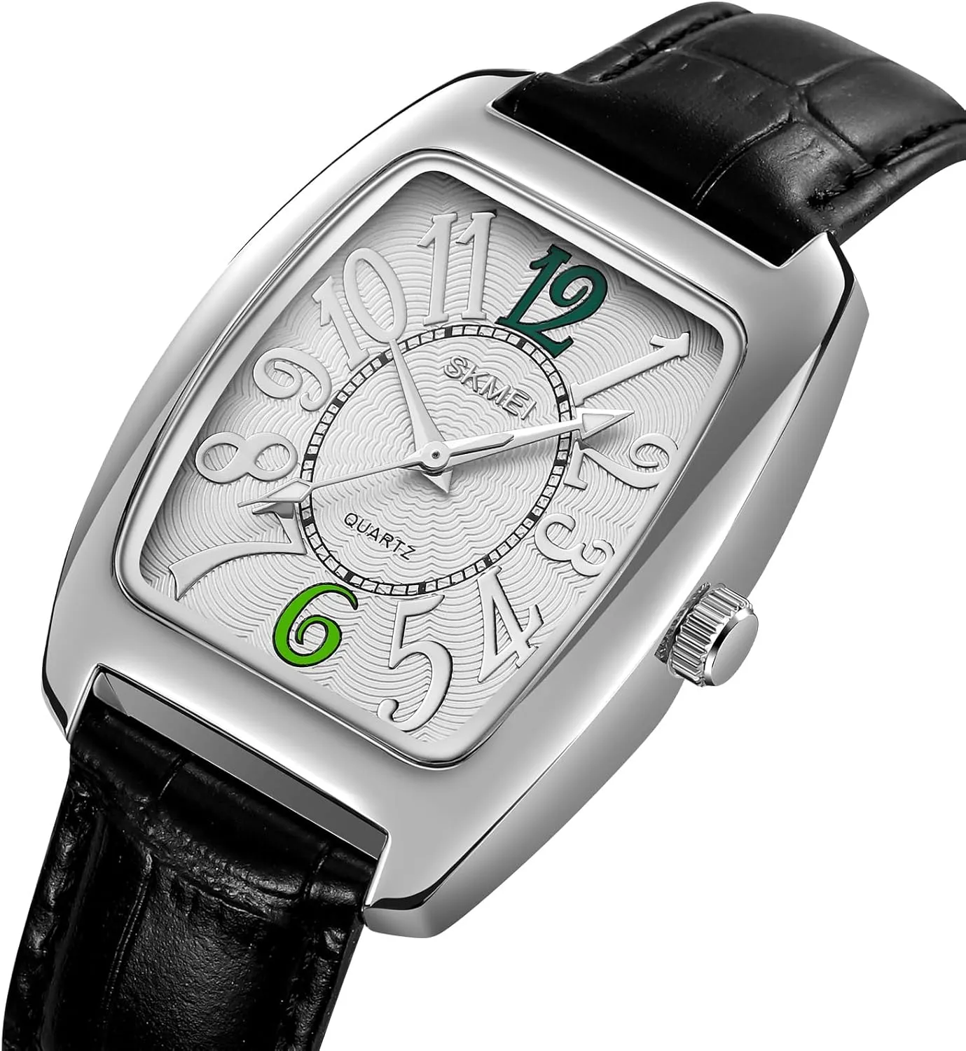 Elegant Dress Wristwatch motor elliot battleship slavish drop statistic for Men CARLIEN Mens Vintage Fashion Gold Silver Tonneau Easy-to-Read Analog Quartz Watch Leather Band 