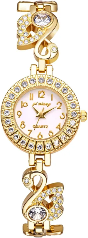 Elegant Full Rhinestone Diamond Little Swan Strap Quartz Watch Dress Wristwatches OIDEA Women's Bracelet glamorous Watches: 