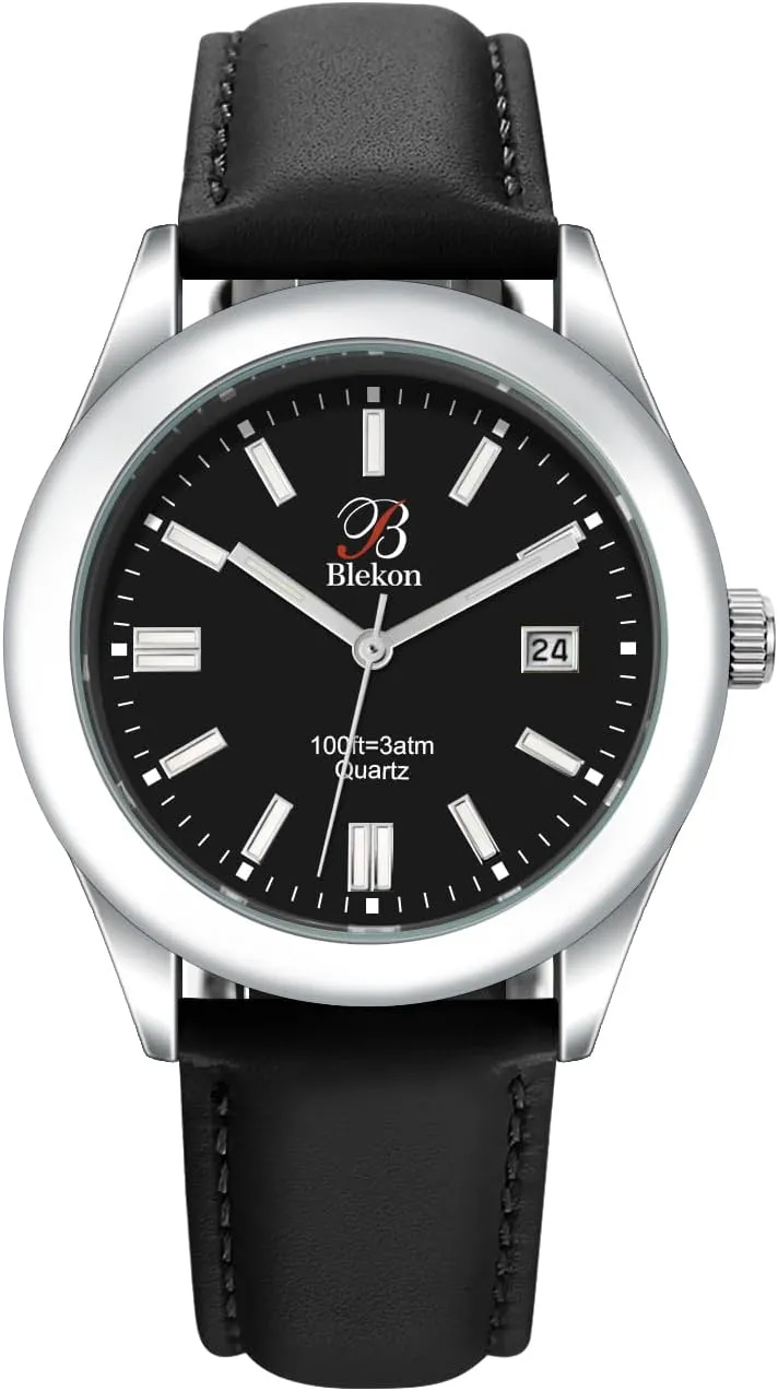 Elegant Timepiece for enrich premier audio constituent Everyday Use and Special Occasions - Multiple Strap Options, Easy Read Dial, 3 ATM Water Resistant, Blekon Original Stylish Bracelet and Leather Watch Set with Date - 