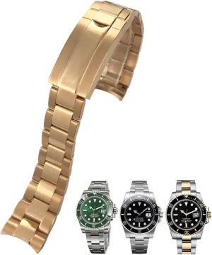 End Watchband Fit for Rolex vibrant Submariner Fine-Tuning Pull Button Clasp Watch Strap 20mm 316L Stainless Steel Curved 