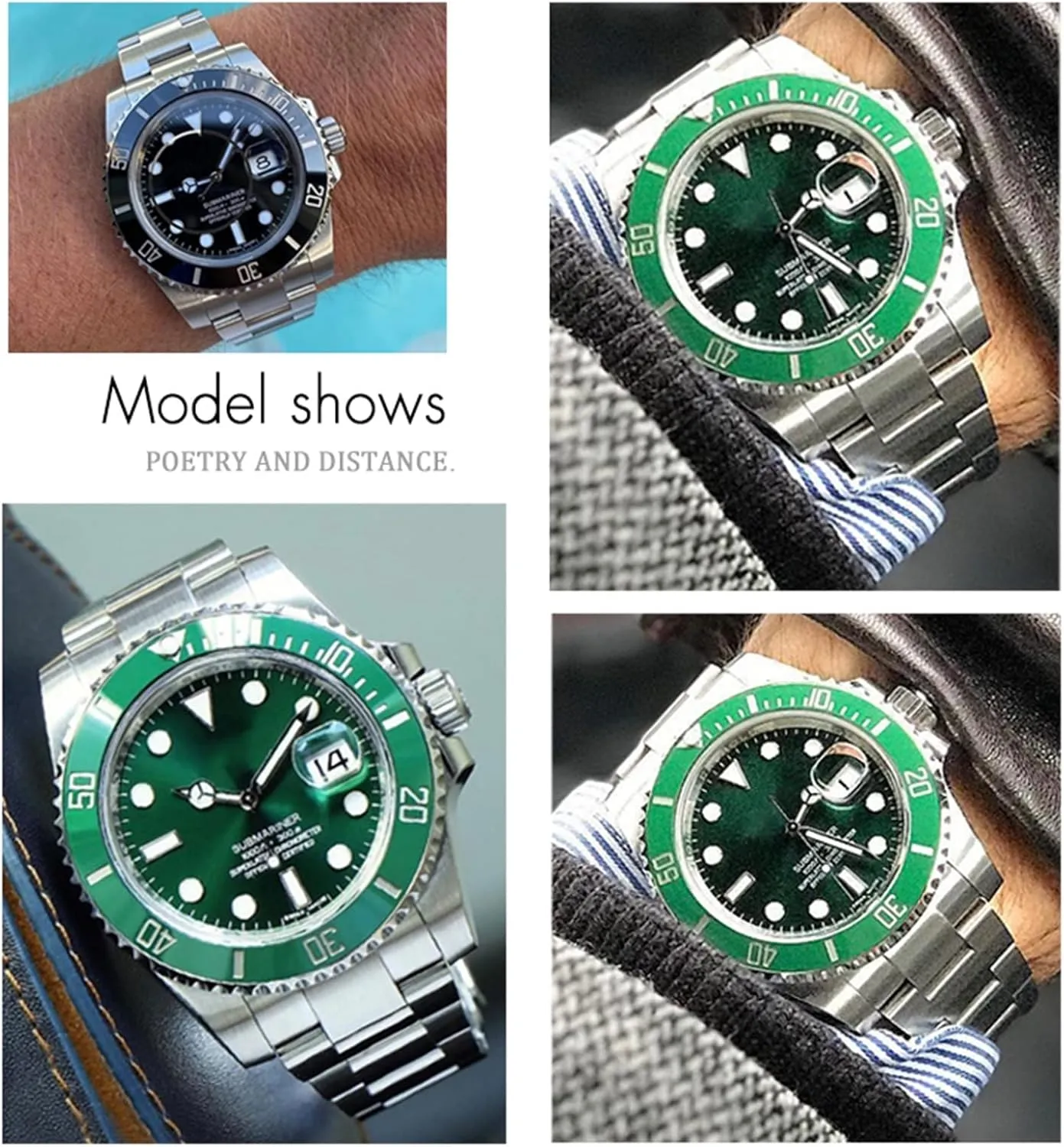 End Watchband Fit for Rolex vibrant Submariner Fine-Tuning Pull Button Clasp Watch Strap 20mm 316L Stainless Steel Curved 