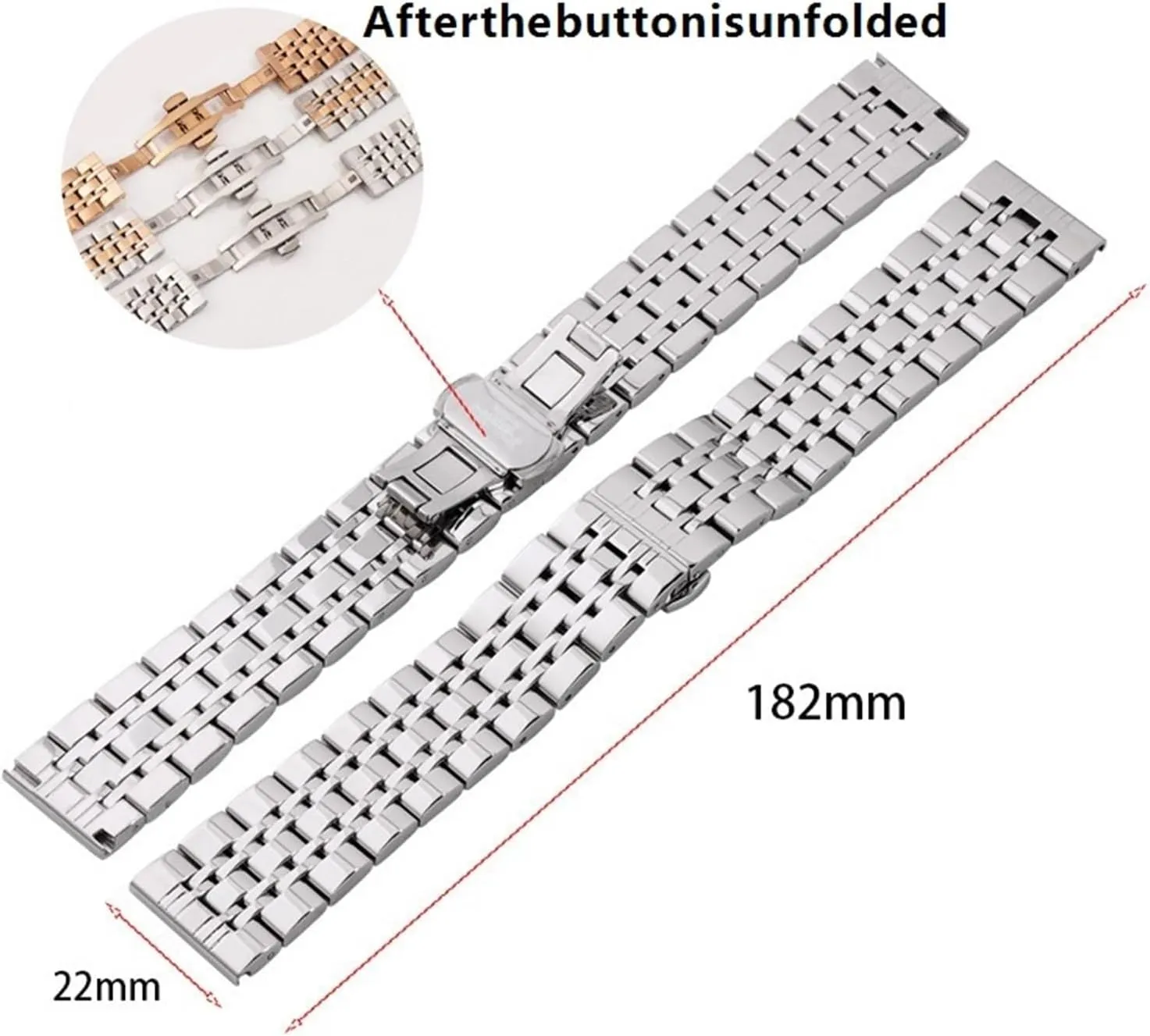entrench Smartwatch Replacement Strap Bracelet Men Business Watchband Belt Solid Stainless Steel Band 18mm 20mm 22mm Universal 
