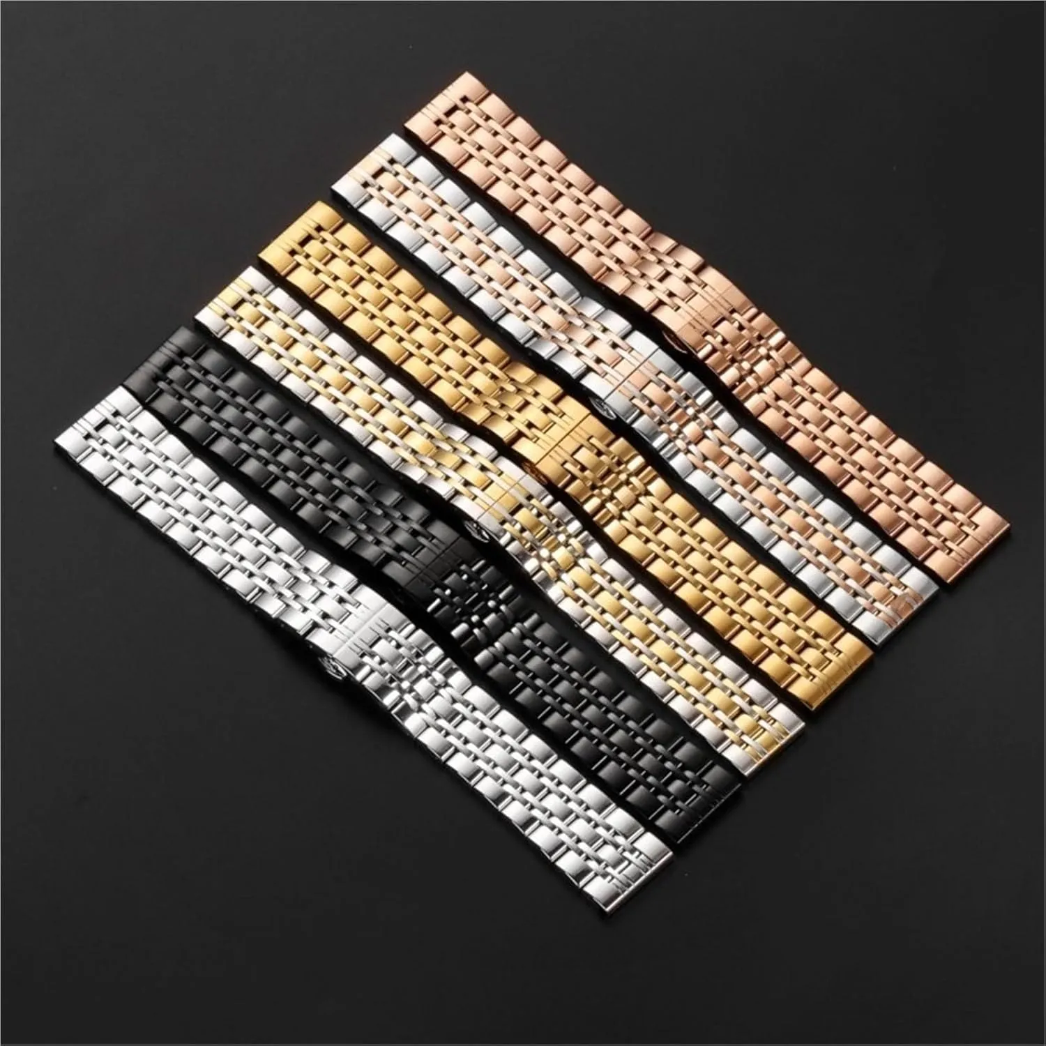 entrench Smartwatch Replacement Strap Bracelet Men Business Watchband Belt Solid Stainless Steel Band 18mm 20mm 22mm Universal 
