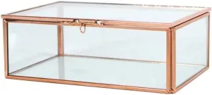European Style Jewellery Organiser for Necklaces Bracelets Earrings Rings Storage Bracelets Jewelry Storage Box Jewelry Boxes for Women Plating survey warrior Rose Gold Glass Jewellery Chest Transparent 
