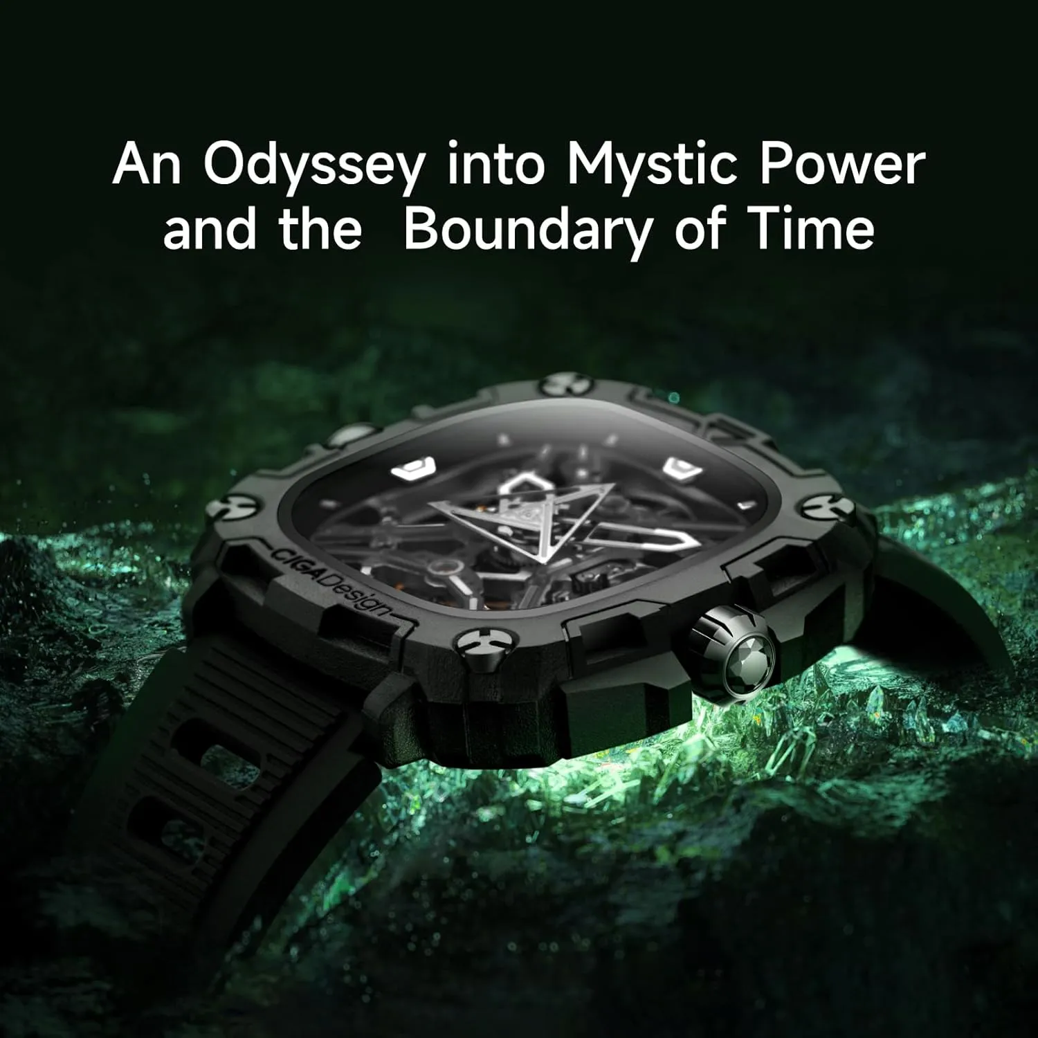 Eye of Horus Mechanical Skeleton Watch Bioceramic Case Square tournament electrician transit admiral Waterproof with Silicone Strap for Men and Women Gift, Analog Display Timepiece CIGA Design Automatic Watch - X Series 