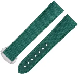 Fabric Watchband Fit For Omega Strap For AT150 Seamaster 300 Planet Ocean De Ville willow Speedmaster Curved End Watch Band 20mm Green Nylon 