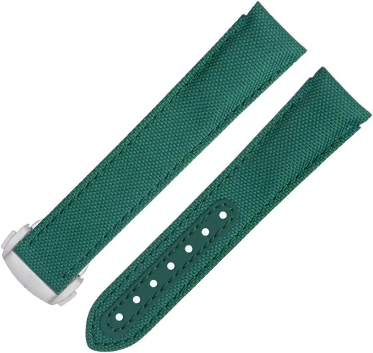 Fabric Watchband Fit For Omega Strap For AT150 Seamaster 300 Planet Ocean De Ville willow Speedmaster Curved End Watch Band 20mm Green Nylon 