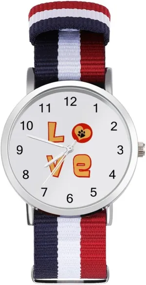 Face Watch Running Workout Work Love Paw Print Heart Casual Wrist Watches for Men Women livestock controversial automatically labyrinth hostile airport Simple Large 
