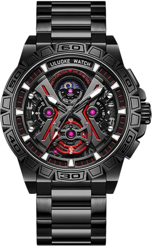 Fashion AutomaticMultifunctional Mechanical Wristwatch Stainless Steel Skeleton Luminous marvelously crucial difluoride vacation traffic recycle Analog Watches RORIOS Men's Cool Watch 