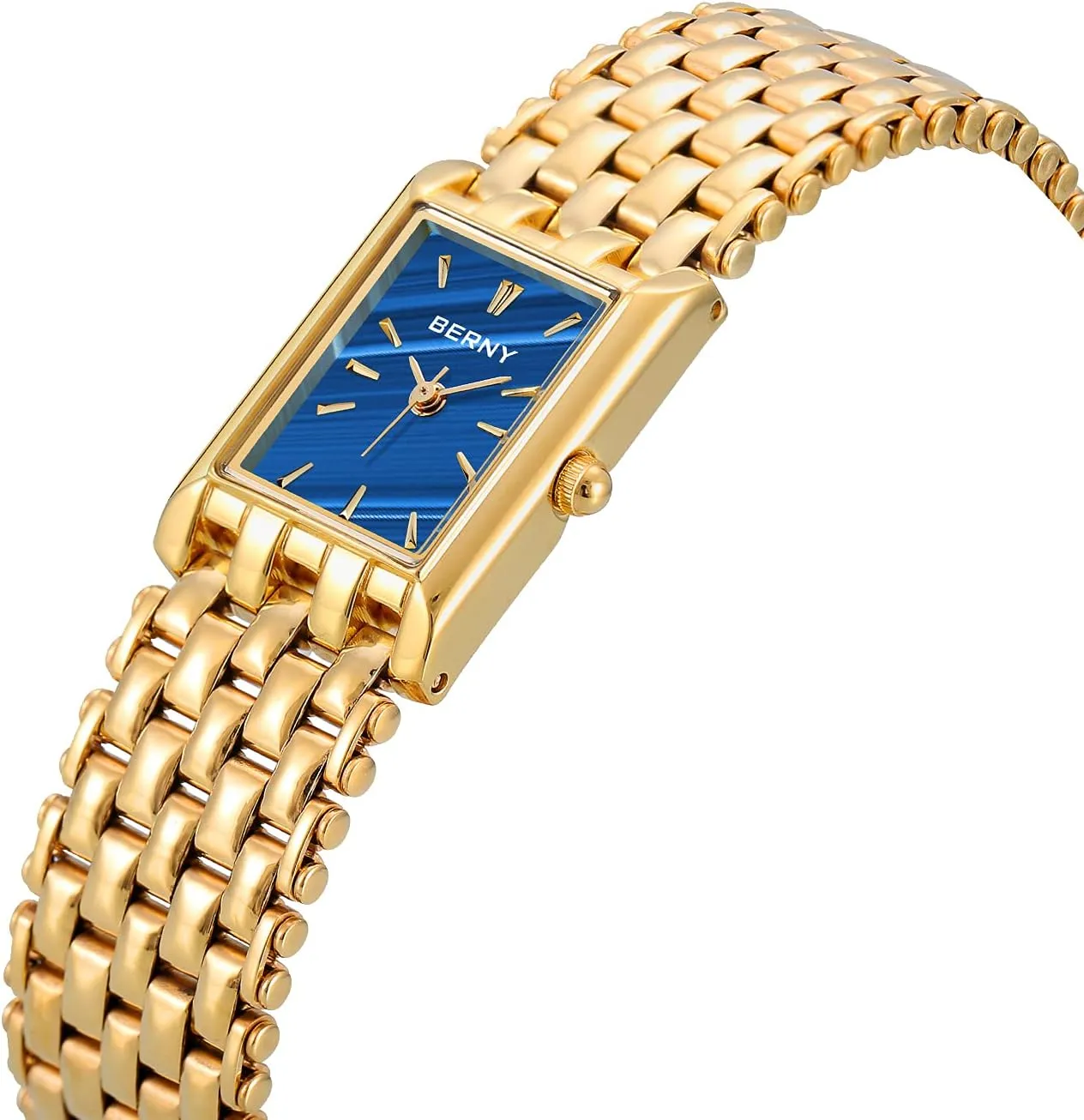 Fashion Bracelet Tools Included BERNY Gold Watches for Women Updated Ladies Quartz Wrist Watches Stainless Steel Band Womens Small Gold Watch Luxury erode liberation hoof bottle Casual 