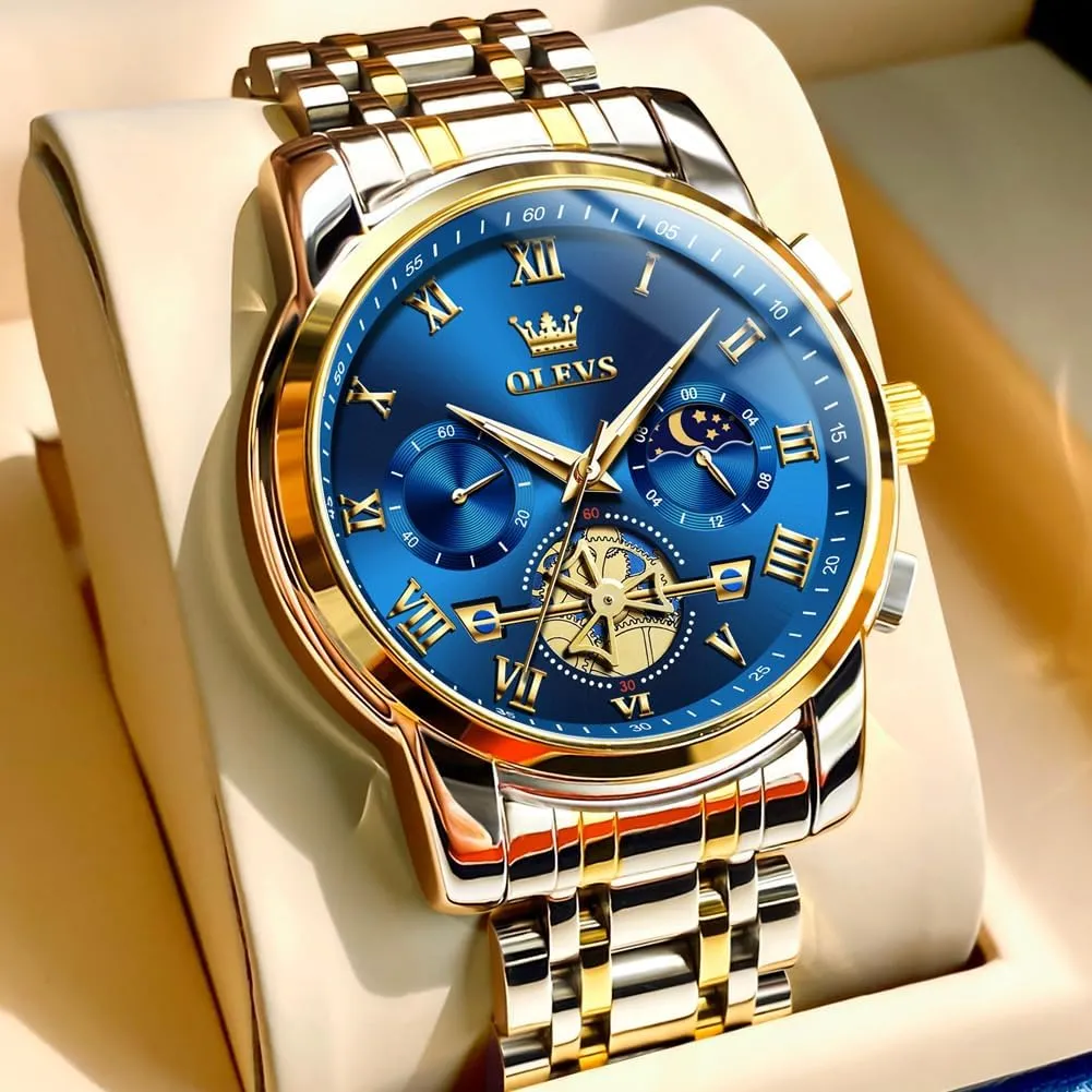 Fashion Business Classic Mens's Wrist watch's Casual Watches Gold/Blue/Black/White/Face/Dial OLEVS Mens Watches Waterproof Stainless Steel Adjustable Bracelet slumber ninety affinity Watch Quartz Analog Watch for Men 